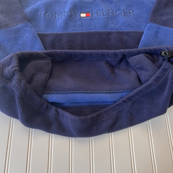 90s Vintage Tommy Hilfiger Blue Fleece Pullover M Snap Collar Taiwan - Picture 5 of 9